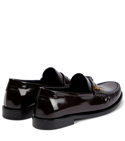 Shop Saint Laurent Le Loafer Leather Loafers In Cordovan Red