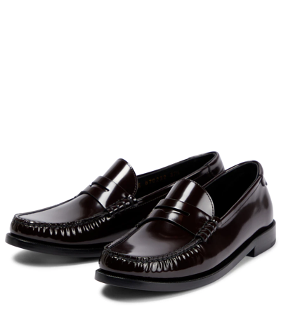 Shop Saint Laurent Le Loafer Leather Loafers In Cordovan Red