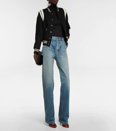 Shop Saint Laurent Serge 70s High-rise Straight Jeans In 70's Serge Blue