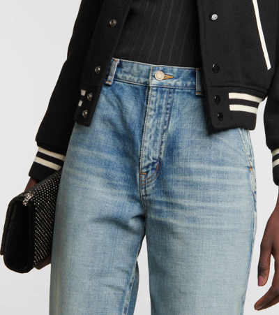 Shop Saint Laurent Serge 70s High-rise Straight Jeans In 70's Serge Blue