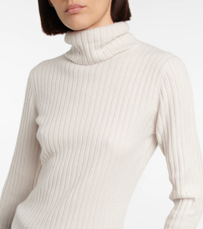 Shop Jardin Des Orangers Ribbed-knit Cashmere Turtleneck Sweater In Neutrals