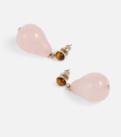 Shop Chloé Darcey Rose Quartz Earrings In Pink - Brown 1