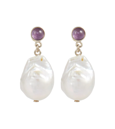 Shop Chloé Darcey Pearl Earrings In White - Purple 1