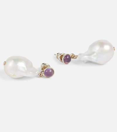 Shop Chloé Darcey Pearl Earrings In White - Purple 1
