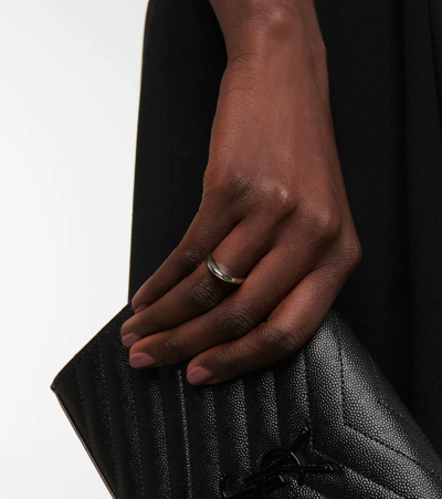 Shop Saint Laurent Brass Ring In Oxidized Silver