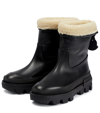 Shop Moncler Moscova Shearling-lined Ankle Boots In Black