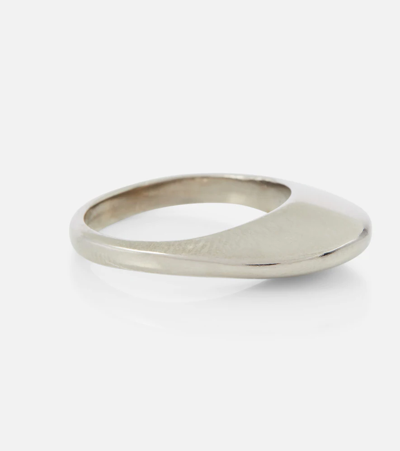 Shop Saint Laurent Brass Ring In Oxidized Silver