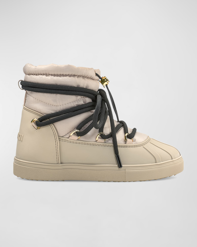 Shop Inuikii Lace-up Low Weather Boots In Beige