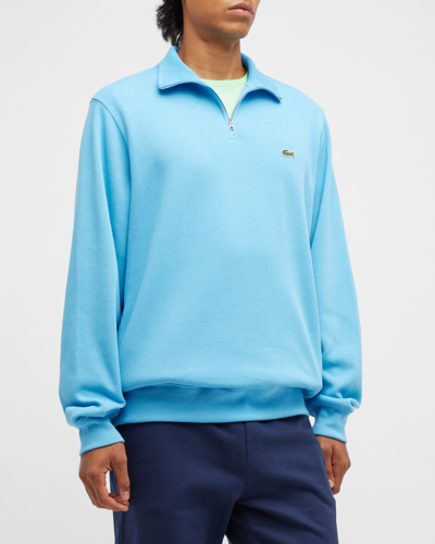 Shop Lacoste Men's Crocodile Quarter-zip Sweatshirt In Cca Silver Chine