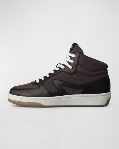 Shop Rag & Bone Retro Leather Mid-top Court Sneakers In Softblknb