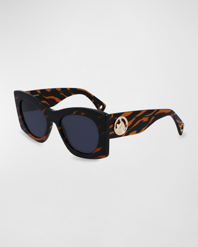 Shop Lanvin Mother & Child Logo Acetate Butterfly Sunglasses In Tiger