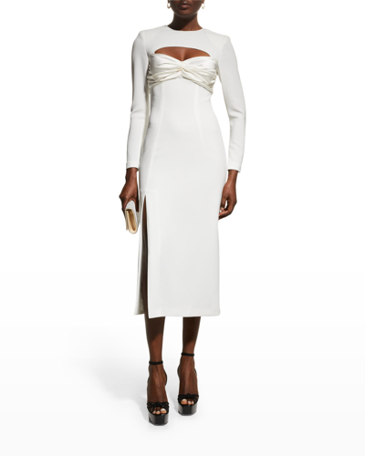 Shop Cinq À Sept Pauline Sweetheart-cutout Midi Dress In Ivory
