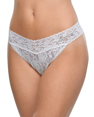 Hanky Panky I Do Crystal Signature Lace Low Rise Thong In Celeste