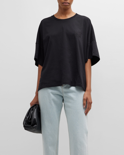 Shop Loewe Short-sleeve Anagram Oversized T-shirt In Black