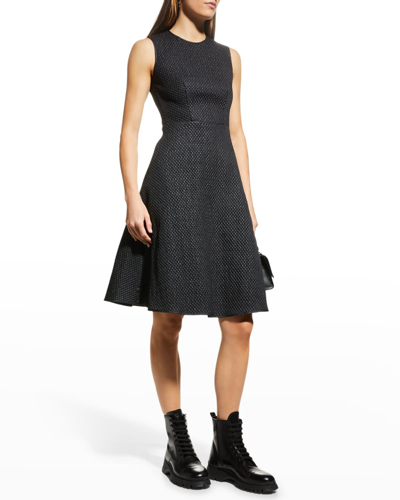 Shop Moncler Quilted Knee-length Dress In Black