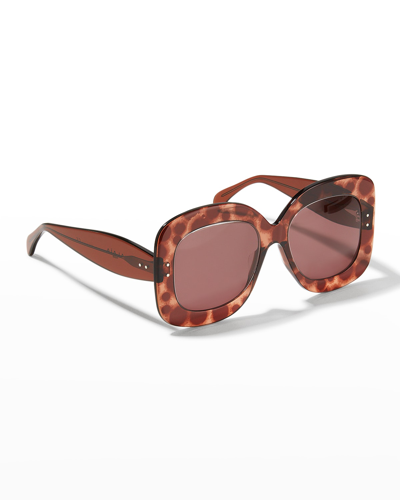 Shop Alaïa Square Acetate Sunglasses In Gray Leopard