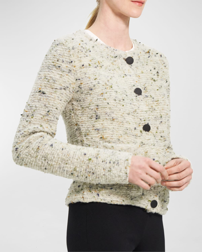 Shop Theory Multicolor Boucle Tweed Cardigan In Evergreen Multi