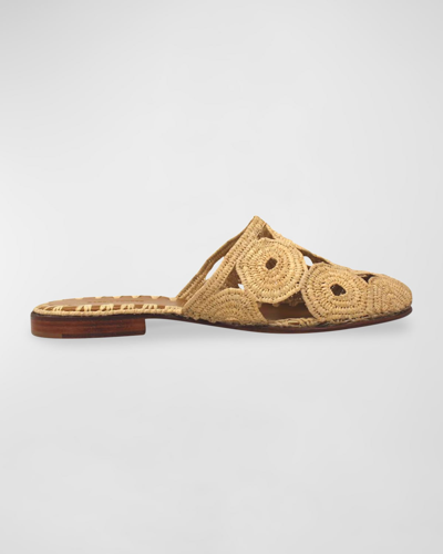 Shop Carrie Forbes Boudoir Raffia Flat Mules In Natural