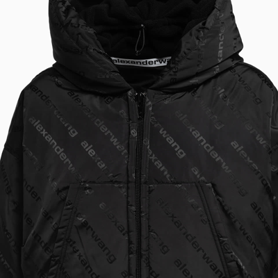 Shop Alexander Wang Jacquard Logo Puffer Jacket In Black