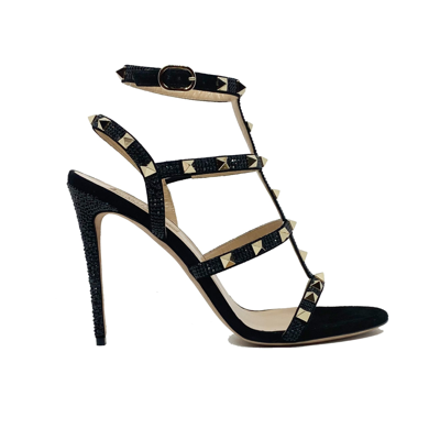 Valentino Garavani Rockstud 105mm Caged Leather High-heel Sandals In Black  | ModeSens