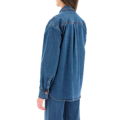 Shop See By Chloé Logo Denim Shirt In Blue