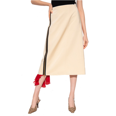 Shop Gucci Silk Viscose Faille Skirt In Beige