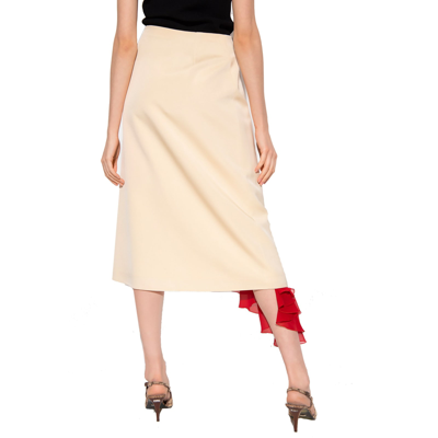 Shop Gucci Silk Viscose Faille Skirt In Beige