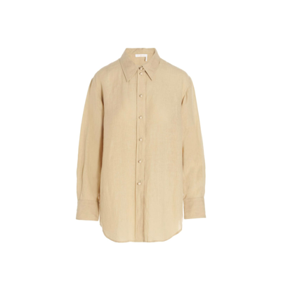 Shop Chloé Linen Shirt In Brown