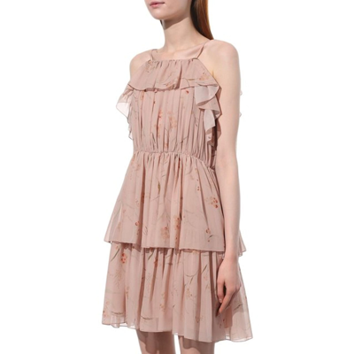 Shop Celine Flower Print Chiffon Dress In Pink
