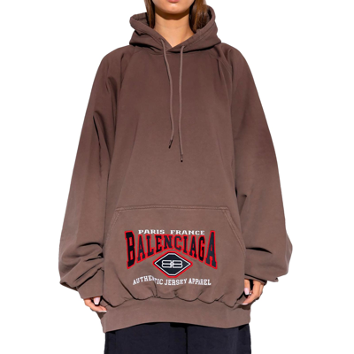 Shop Balenciaga Oversize Logo Sweatshirt In Brown