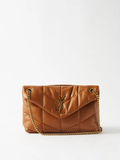 Saint Laurent Puffer Small Ysl-logo Padded Leather Shoulder Bag In Miel  Dark