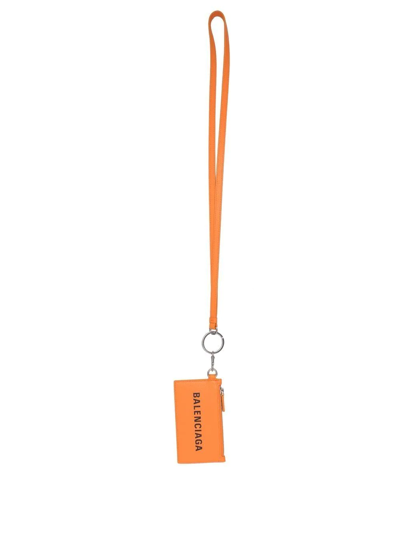 Shop Balenciaga Cash Strap-detail Cardholder In Orange
