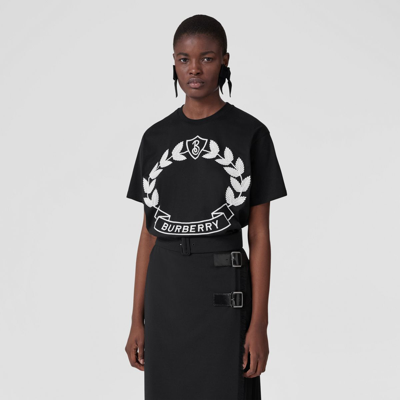 Shop Burberry Oak Leaf Crest Cotton T-shirt In Black