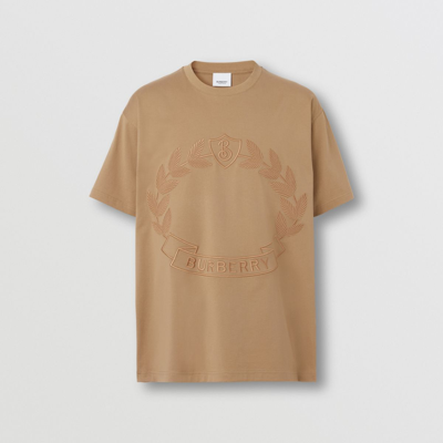 Shop Burberry Oak Leaf Crest Cotton T-shirt In Camel
