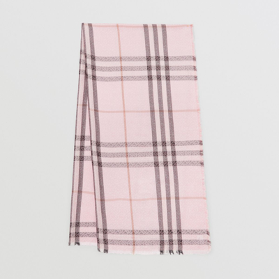 Shop Burberry Montage Lightweight Wool Silk Scarf In Alabaster Pink