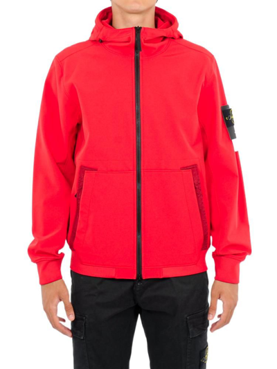 Shop Stone Island Men's Red Outerwear Jacket