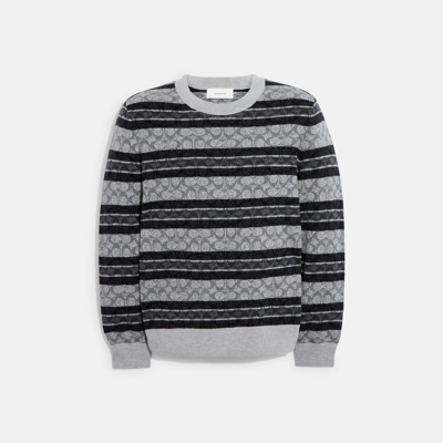 Shop Coach Signature Sweater In Grey