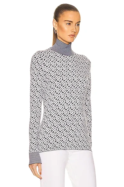 Shop Burberry Nicky Monogram High Neck Top In Dark Charcoal Blue