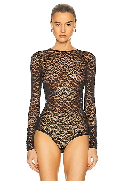Alaïa Leo Lace Bodysuit In Noir