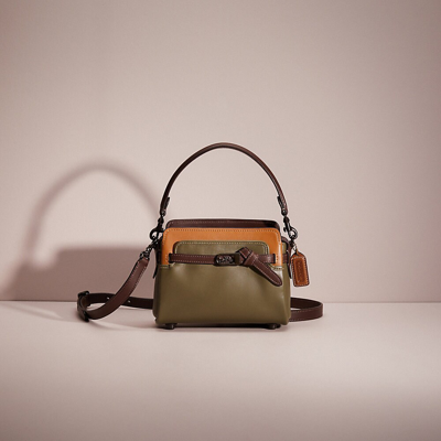 Shop Coach Restored Tate 18 Crossbody In Colorblock In Pewter/army Green Multi