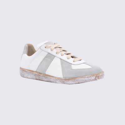 Shop Maison Margiela White Leather Replica Sneakers In Off-white