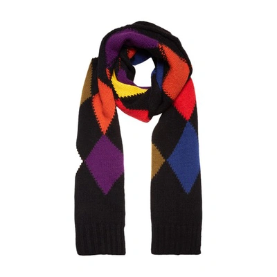 La Doublej Argyle-check Knitted Scarf In Multicolor