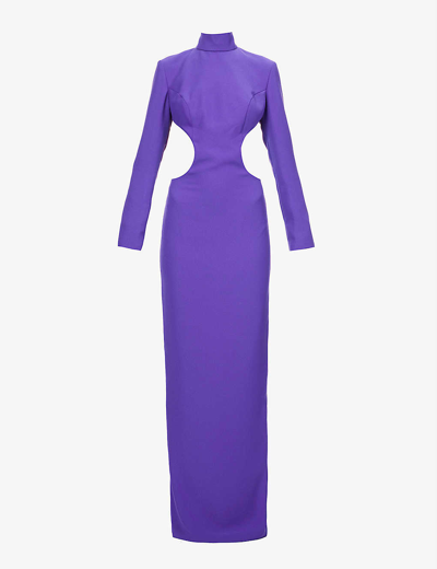 Shop Monot High-neck Backless Woven Maxi Dress In Purple