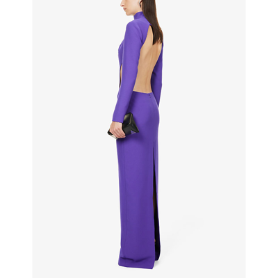 Shop Monot High-neck Backless Woven Maxi Dress In Purple