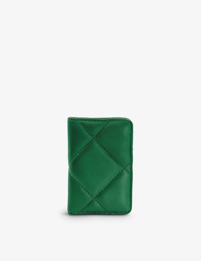 Shop Dune Knightsbridge Quilted Leather Card Holder In Green-leather