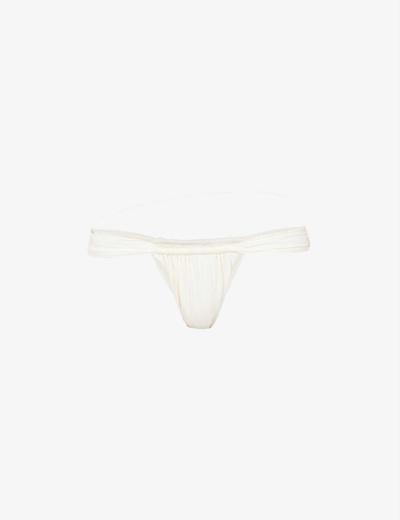 Shop House Of Cb Women's Ivory Athens Ruched High-rise Bikini Bottoms