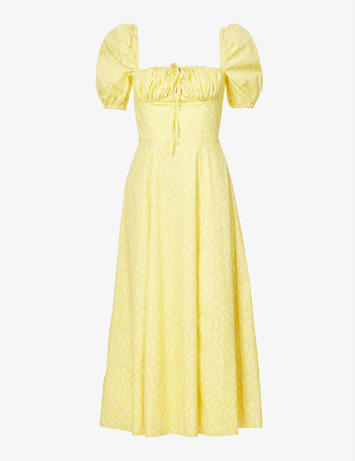Shop House Of Cb Women's Yellow Floral Tallulah Floral-print Cotton-blend Midi Dress