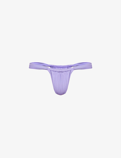 Shop House Of Cb Womens Violet Athens Ruched High-rise Bikini Bottoms In Purple