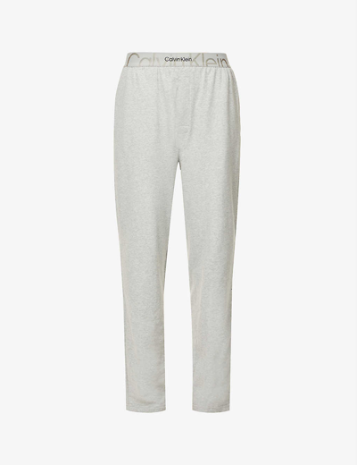 Calvin Klein Icon Logo-print Stretch Cotton-blend Jogging Bottoms In Grey |  ModeSens