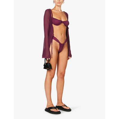 Shop House Of Cb Women's Prune Cassis Ruched Underwired Bikini Top